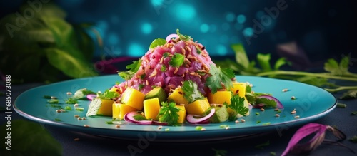 Gourmet tuna salad with man...
