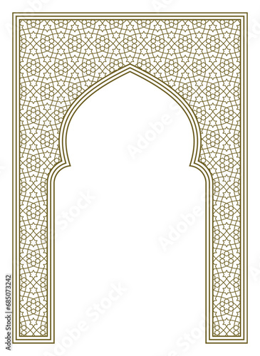 Rectangular frame with arch. Proportion A4 format . Arabic pattern 