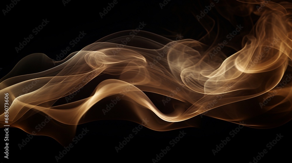 Spiraled wisps of smoke from fragrant incense, forming ethereal patterns.