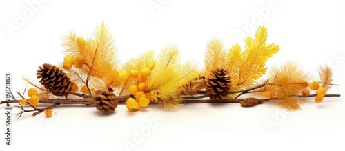 Dead pine branch and yellow...