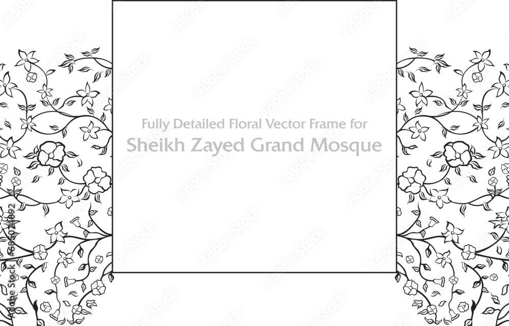 Fully Detailed Floral Vector Pattern for Sheikh Zayed Grand Mosque (SZGM)
