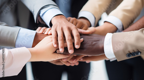 Wallpaper Mural Close up of a group of business people putting their hands together at meeting room. Stack of hands. Unity and teamwork concept. Torontodigital.ca