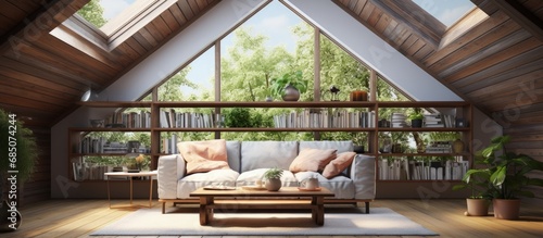 Impressive wood and skyligh...