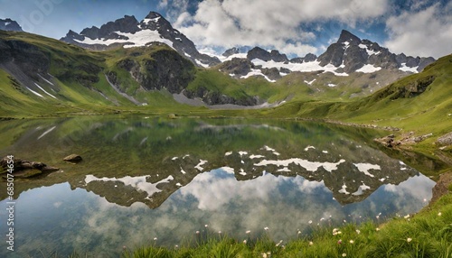 Bachalpsee Lake panorama in summer.