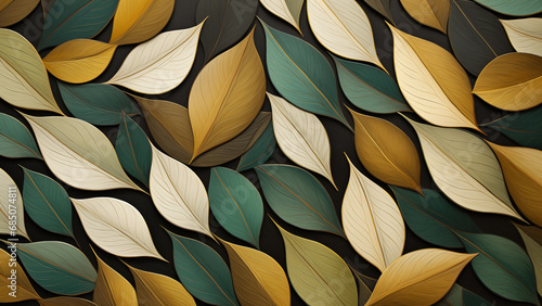 Image for wallpaper drawn with brown, dark green and beige petals