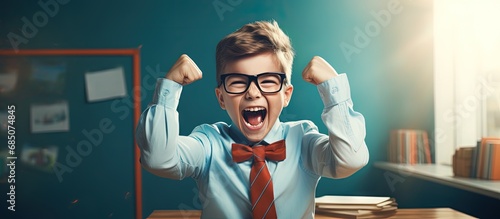 Joyful young student standi...