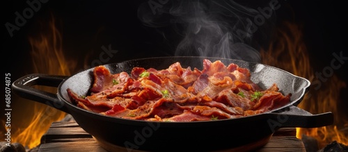 Cooked turkey bacon on cast...