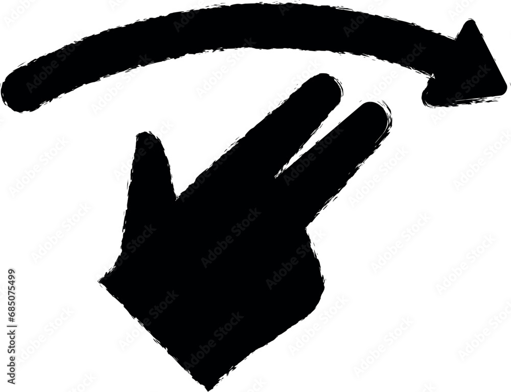 Hand, fingers, gesture, swipe, right vector icon in grunge style Hand, fingers, gesture, swipe, right vector icon in grunge style