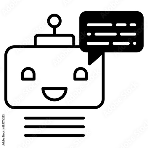 Robot talk solid glyph icon illustration