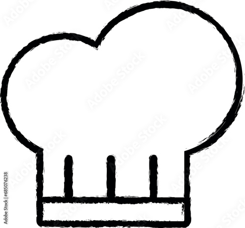 chef's hat simple line vector icon in grunge style