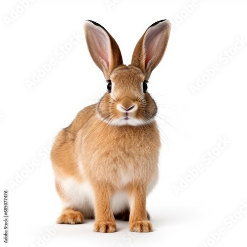 Beautiful full body view domestic rabbit on white background, isolated, professional animal photo