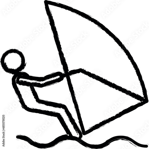 wind surfing sign vector icon in grunge style