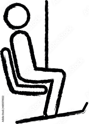 chairlift sign vector icon in grunge style