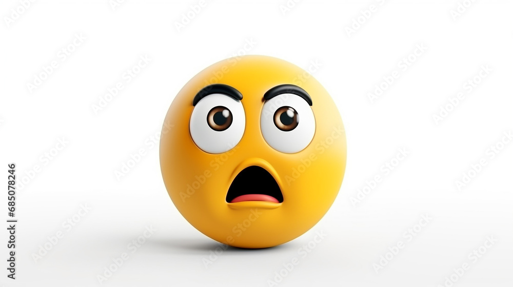 3D rendering Uncertain emoji on white isolated background 3D rendering Uncertain emoji on white isolated background