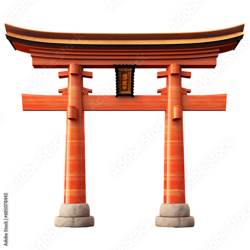 Traditional Japanese door isolated on transparent background