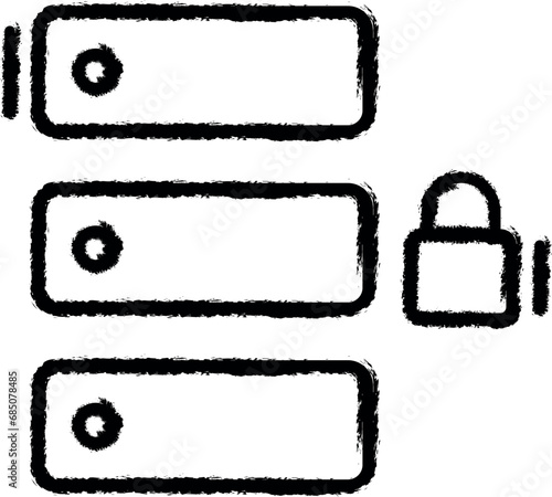 Database, lock, networking vector icon in grunge style