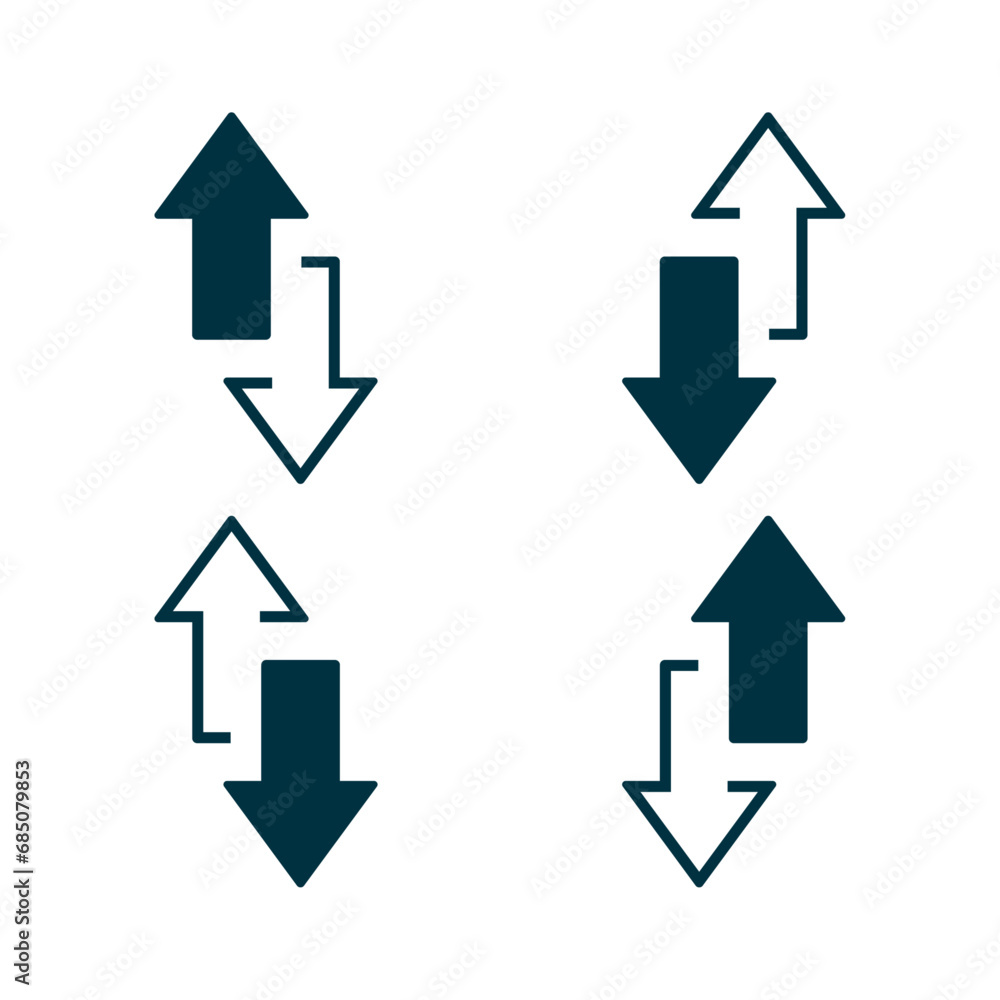 Up and down arrow icon set. Upload and download arrow icon Up and down arrow icon set. Upload and download arrow icon