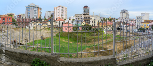 Obraz na płótnie Ruins of the Ancient Roman Amphitheatre in the Center of Durres, Albania w salonie