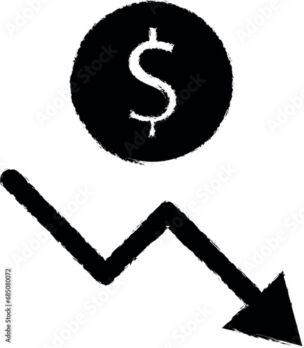 financial downgrade schedule vector icon in grunge style