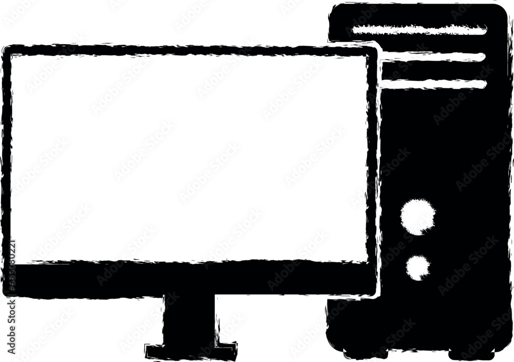 a computer vector icon in grunge style a computer vector icon in grunge style
