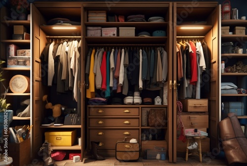 a wardrobe that is neat and pleasing to the eye. generative ai