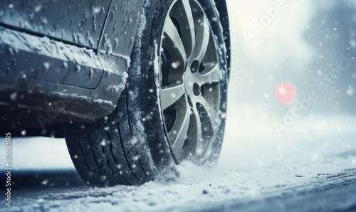 car drifting with tires in snow