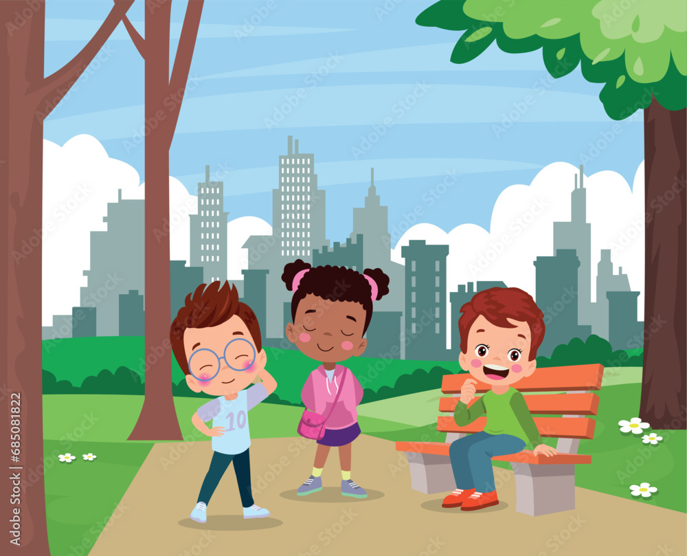 cute kid boy sitting on bench