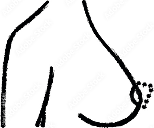 Breast lift, woman body vector icon in grunge style