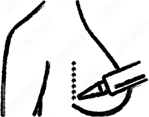 Breast, surgery, woman body vector icon in grunge style