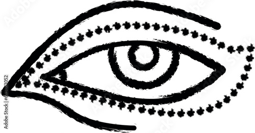 Eye wrinkle, blepharoplasty vector icon in grunge style