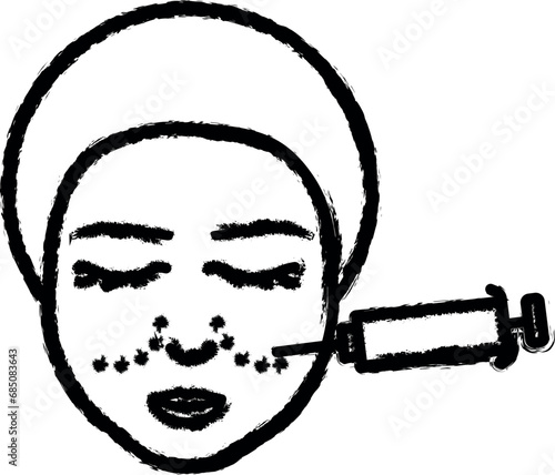 Woman, nasolabial fold vector icon in grunge style