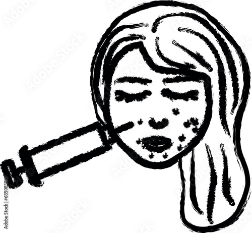 Plasma lifting, woman face vector icon in grunge style
