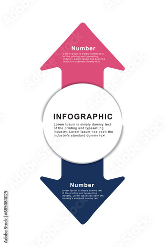 2 elements scheme, diagram. Two arrows. Infographic template