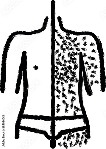 Man body, laser epilation vector icon in grunge style