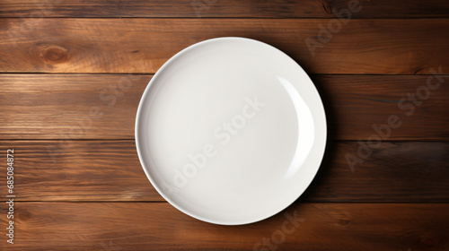 White craft plate at dark wooden table