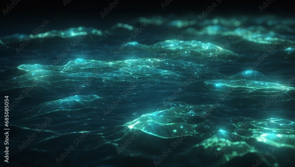 nighttime magic: a glowing blue sea
