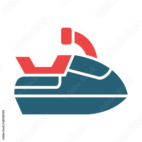 Jet Ski Glyph Two Color Icon Design