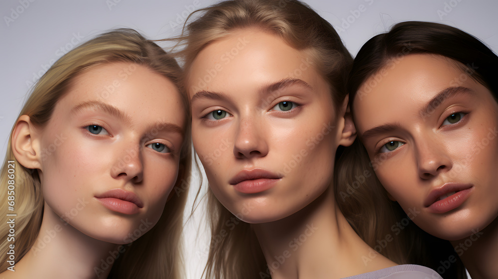 Portrait of Three Women Emphasizing Natural Beauty Portrait of Three Women Emphasizing Natural Beauty