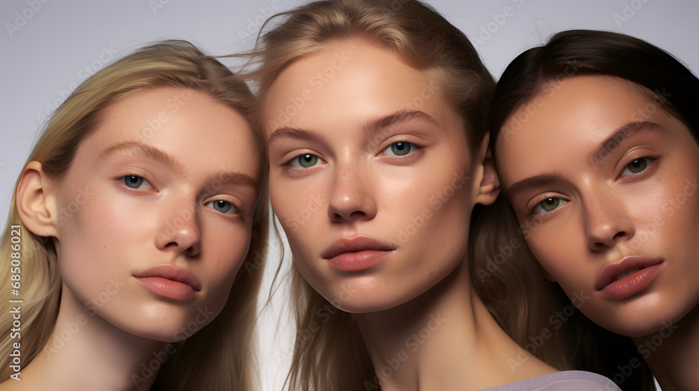 Portrait of Three Women Emphasizing Natural Beauty