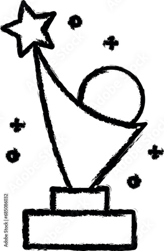 Award, cup, winner vector icon in grunge style