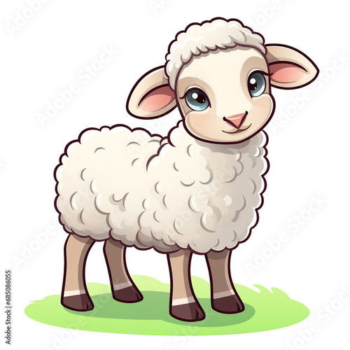 Ai Generated sheep cartoon isolated on white