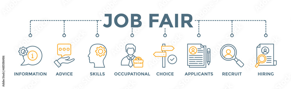 Job fair banner web icon vector illustration concept for employee ...