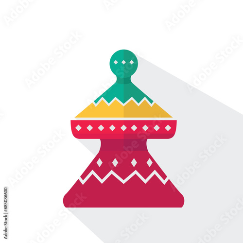 Ethiopian mesob icon. Flat icon with long shadow. Vector illustration