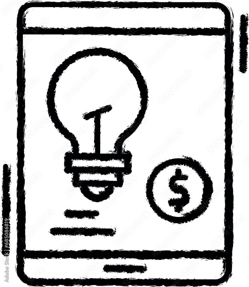 Smartphone, bulb, banking vector icon in grunge style Smartphone, bulb, banking vector icon in grunge style