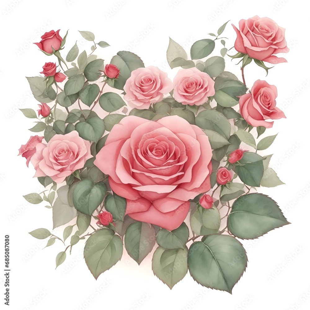 Stunning rose heart with delicate petals. AI generated illustration Stunning rose heart with delicate petals. AI generated illustration