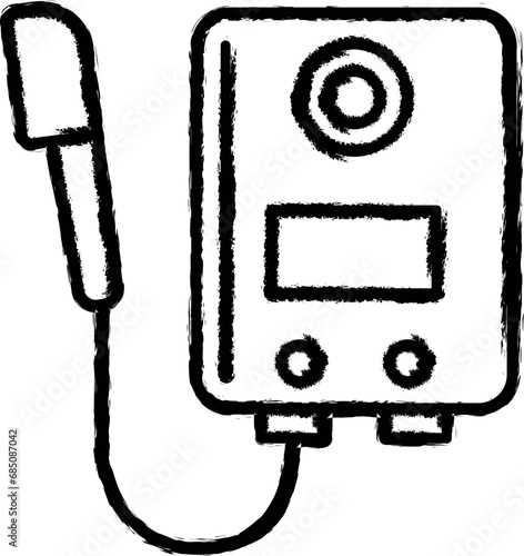 Shower,electric water heater vector icon in grunge style
