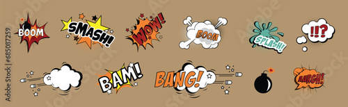 Sound Bubble Effect in Comic Style Vector Set