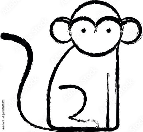 Monkey, Animal vector icon in grunge style