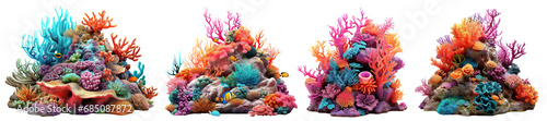 Fotografiet Set of coral reefs, cut out