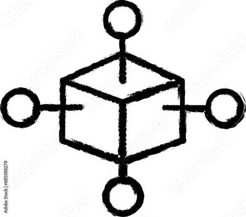 centralized, block chain vector icon in grunge style
